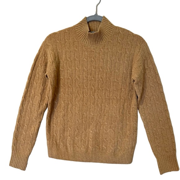 J. Crew Factory Cable Knit Mockneck Sweater Extra Soft Yarn Heather Acorn (XXS) - Picture 5 of 12